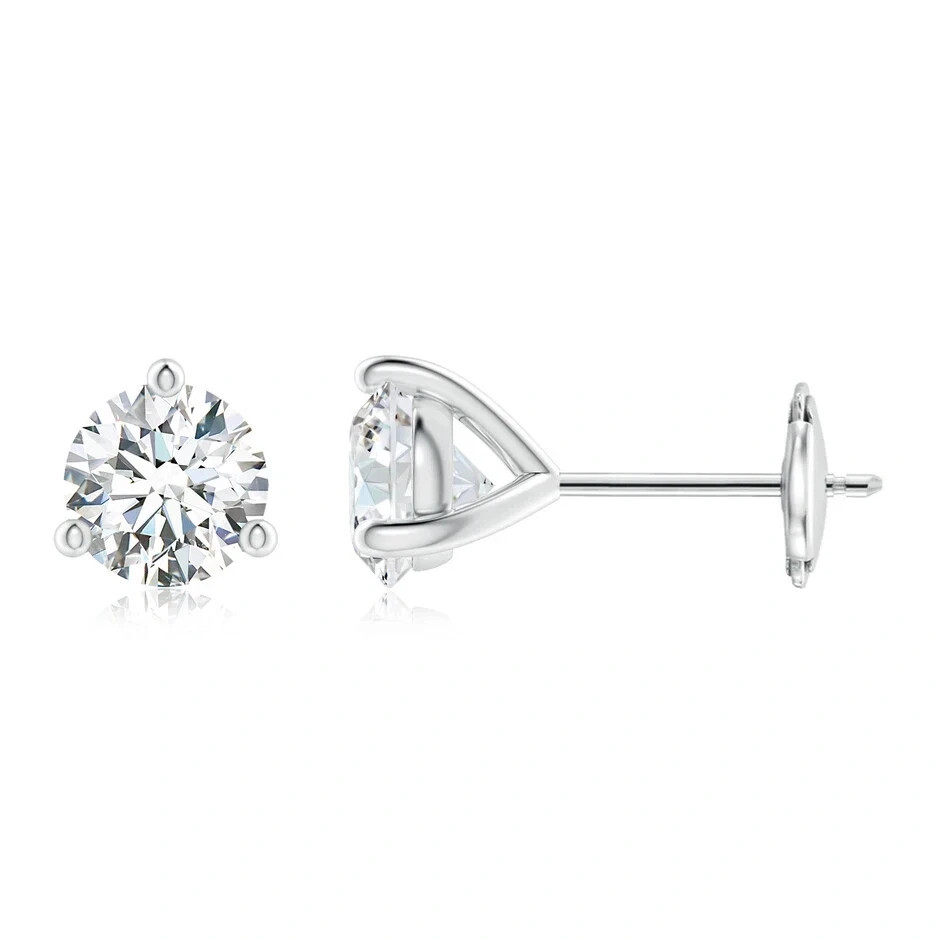 1 Carat Each Round cut CZ Women 925 sterling silver Ear studs as Gifts