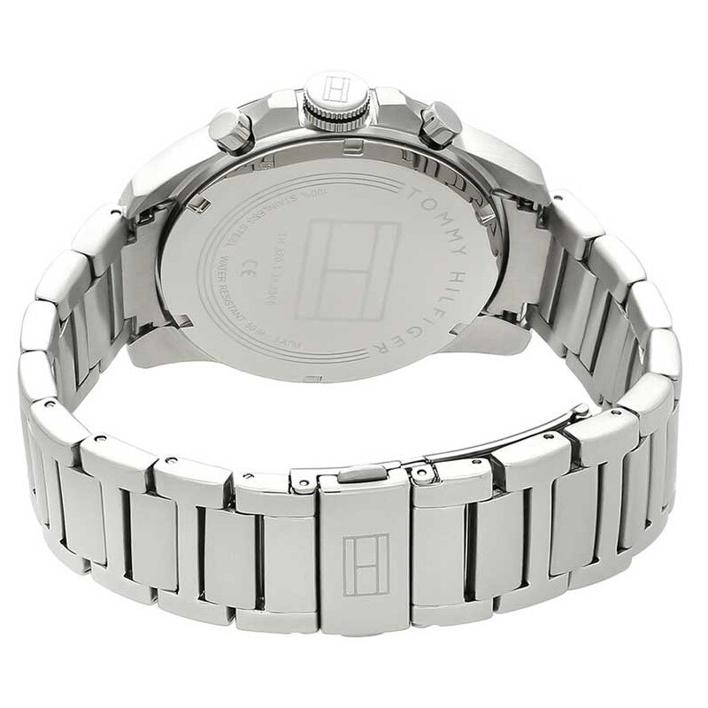 NEW TOMMY HILFIGER “ICONIC” TH1791564 SILVER/BLACK CHRONOGRAPH MENS WATCH