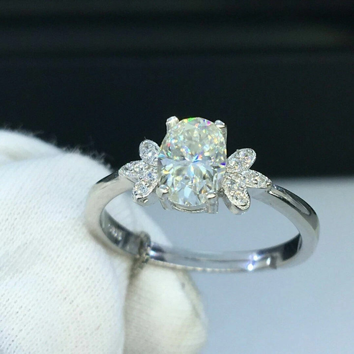 2.80CTW Oval Cut VVS1 Moissanite Solitaire Engagement Ring 14K White Gold Plated