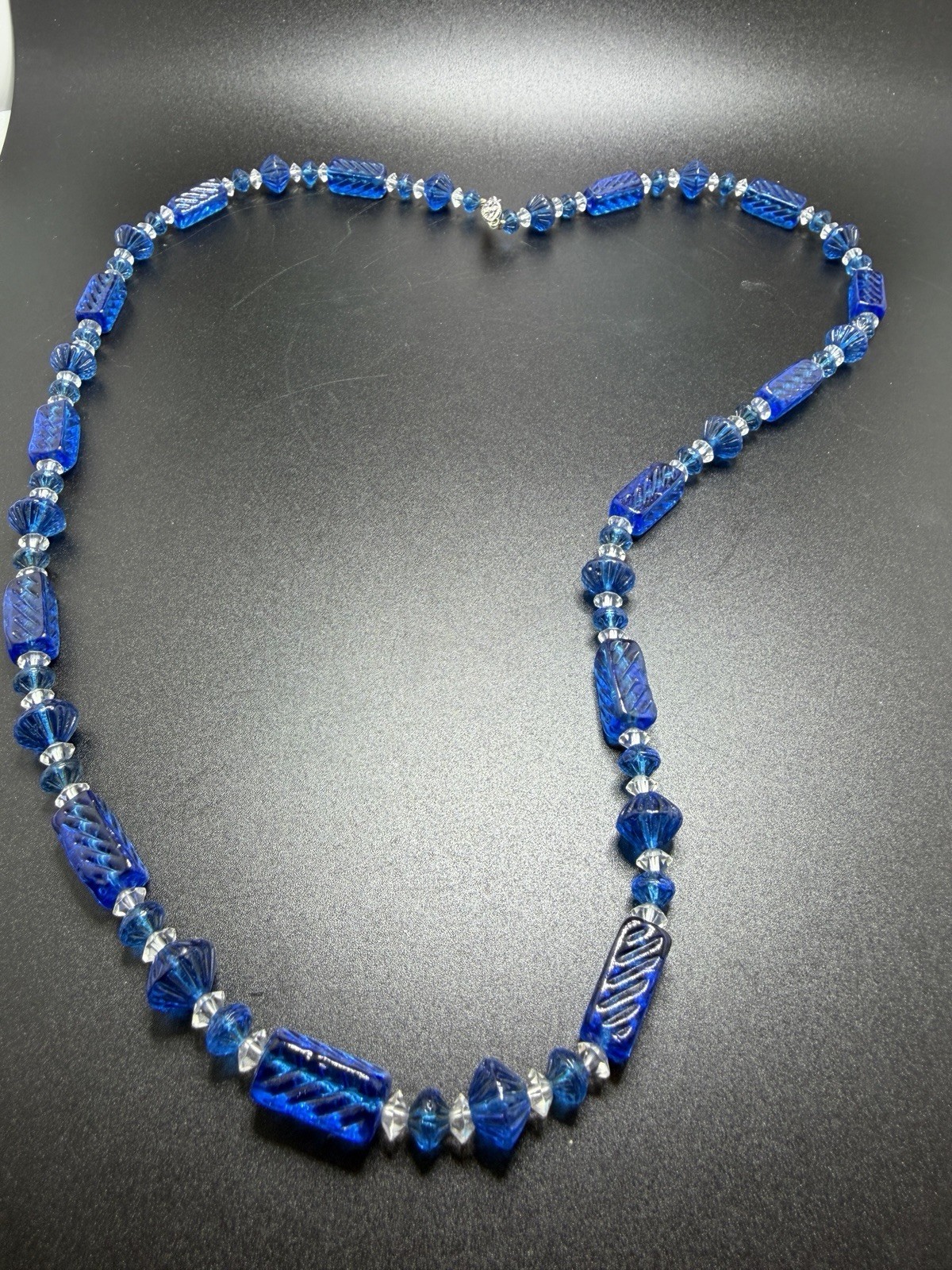 Art Deco Czech Glass Cobalt Blue Necklace