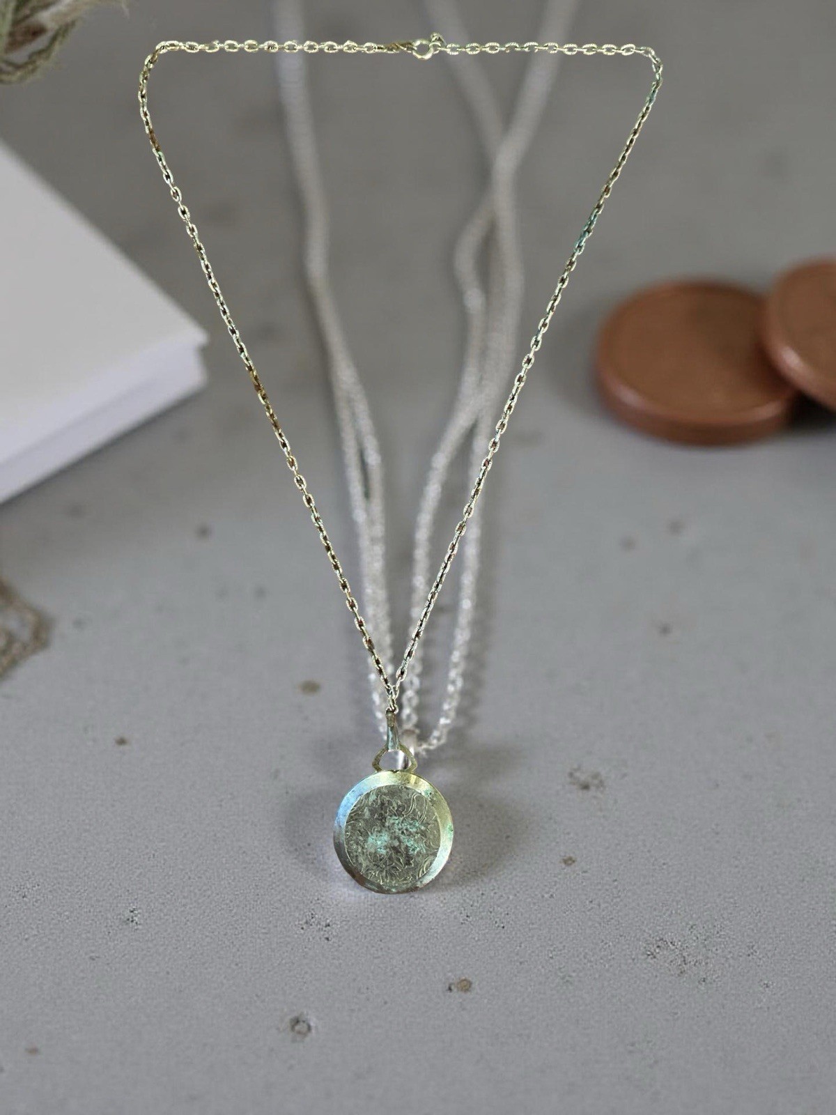 Brass pendant with Virgo zodiac sign illustration