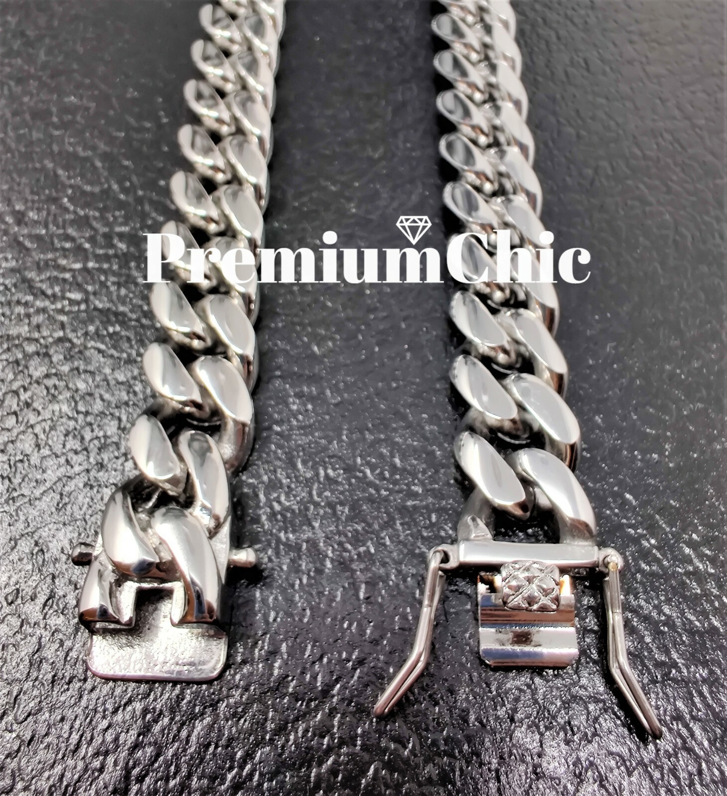 COMBO SET Miami Cuban Necklace & Bracelet Solid Stainless Steel Hip Hop Jewelry