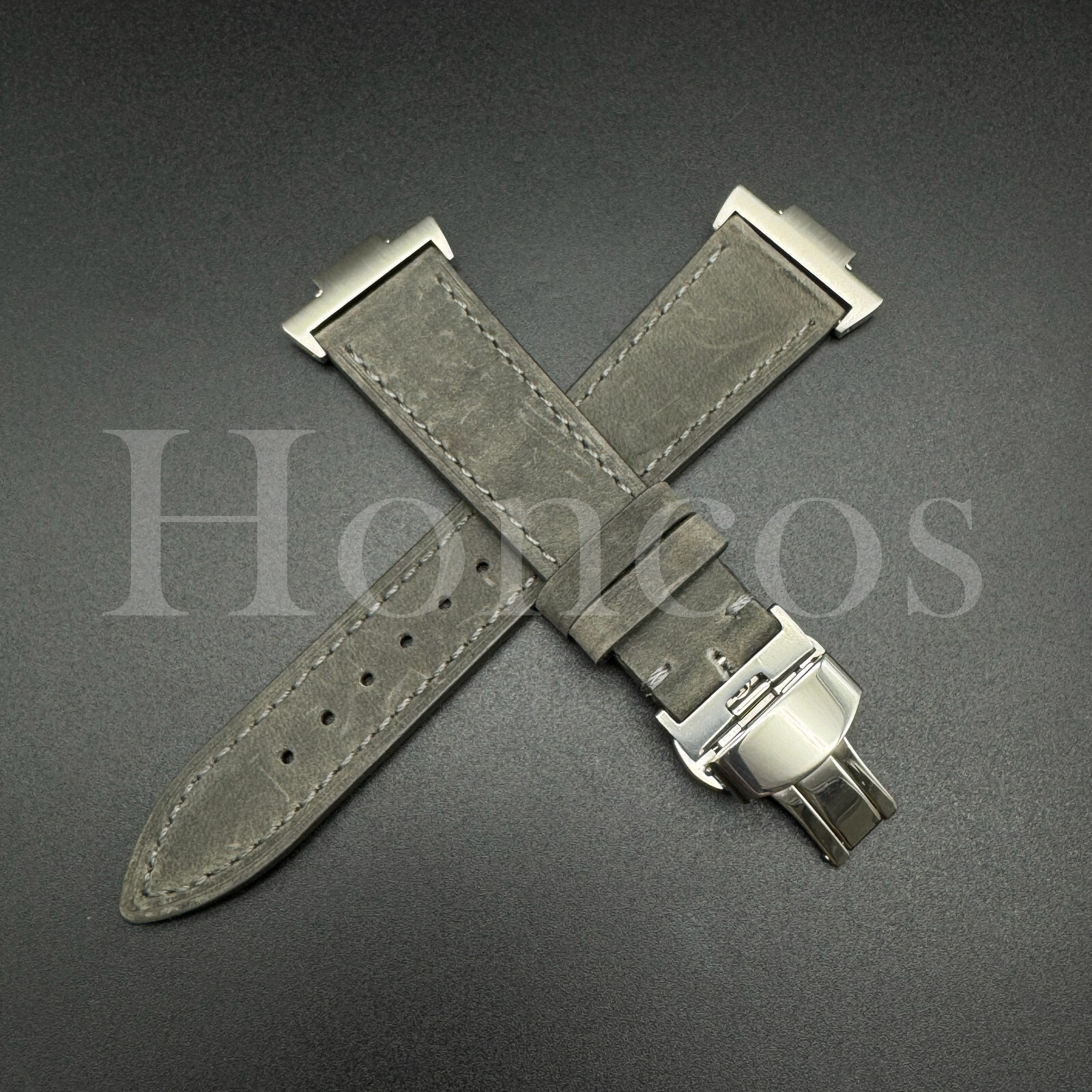 Vintage Leather Watch Band Strap Fits Tissot PRX Adapter Clasp Quick Release GRY