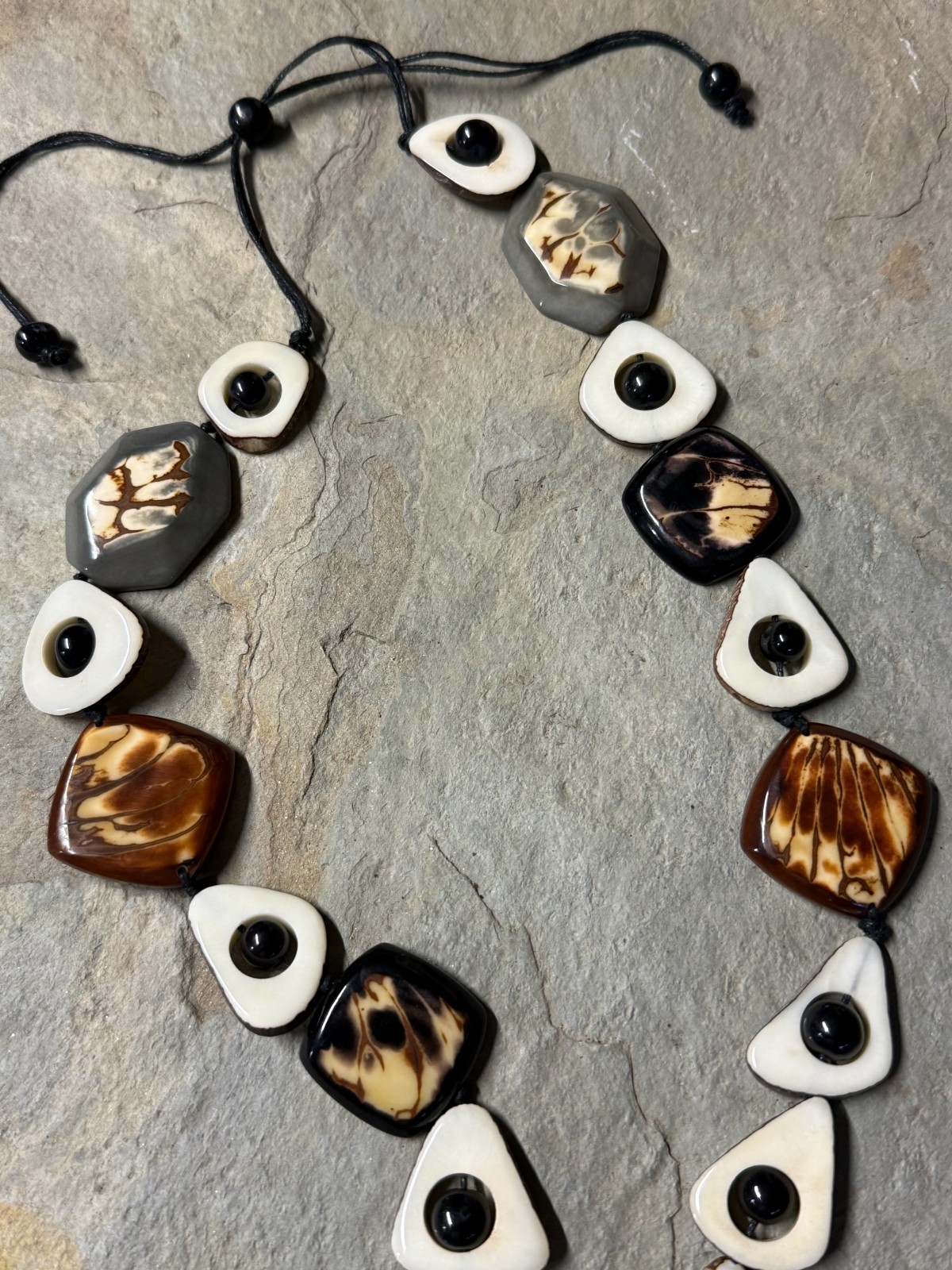 TAGUA NUT “CELINA” NECKLACE ORGANIC ARTISAN HANDMADE BOHO STATEMENT JEWELRY NEW
