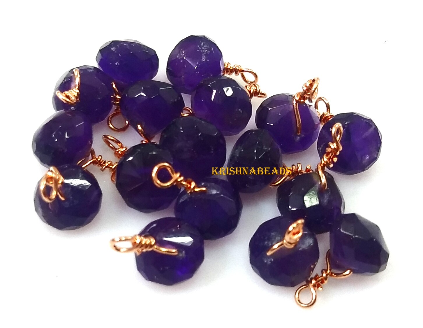 Natural Amethyst Onion Shape 5.5-6mm Beads Rose Gold Plated Wire Wrapped 25Pecs