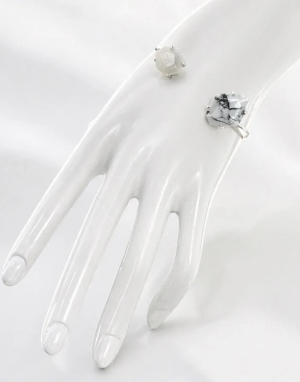 KENDRA SCOTT Silver Cynthia White Mix Stone Cuff Bracelet.