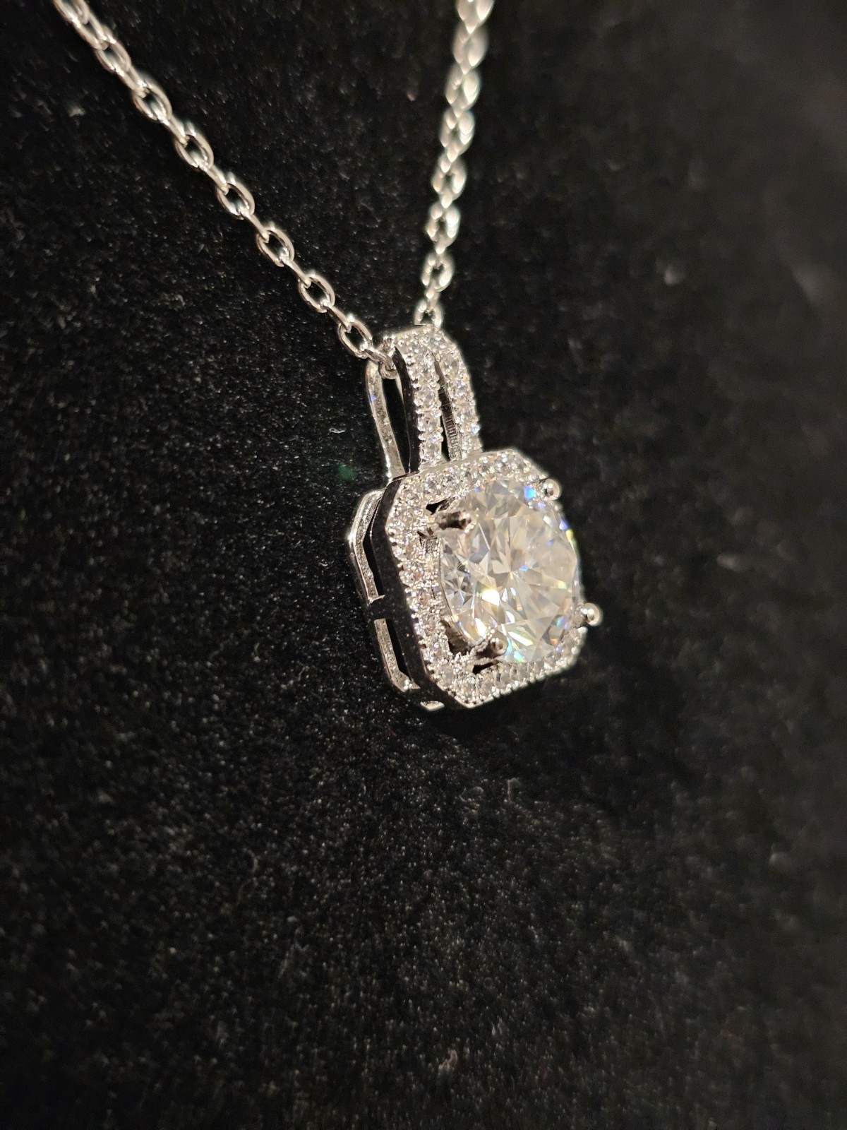 2 Carat Moissanite Solitaire Pendant White Gold Plated Over Brass