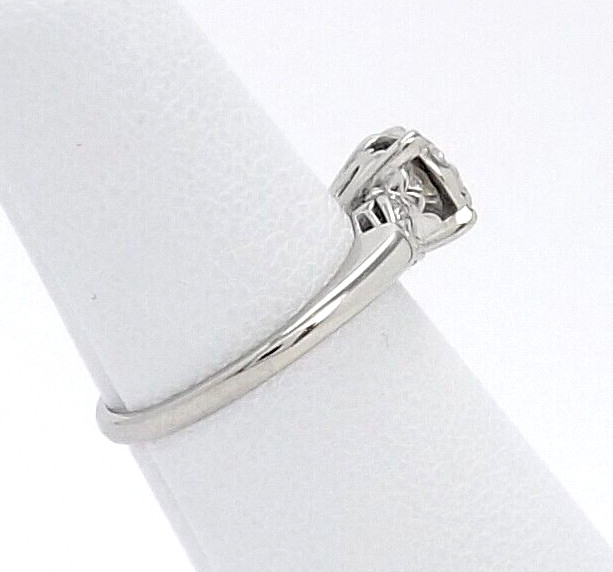 Palladium Round Natural Diamond Engagement Ring Illusion Set Vintage