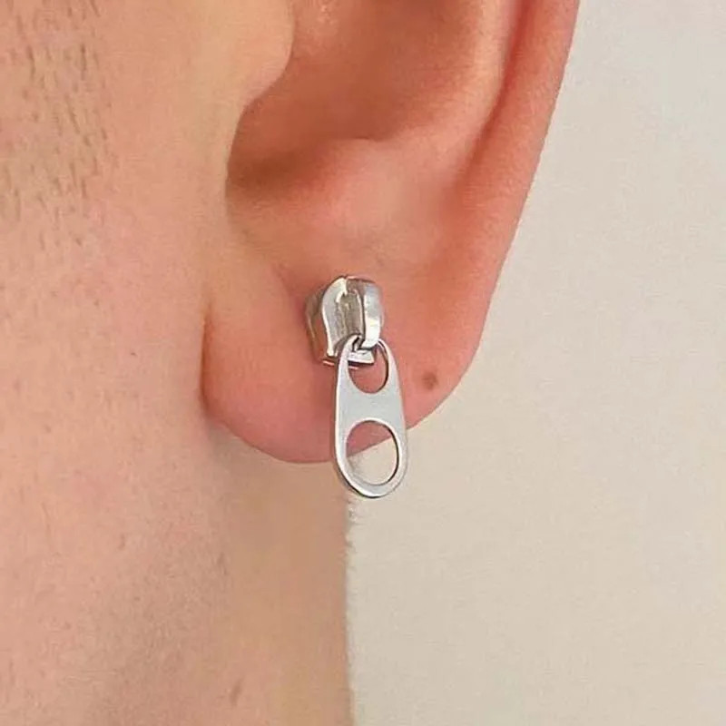 Design Zipper Head Stud Earrings for Women Men Hollow Out