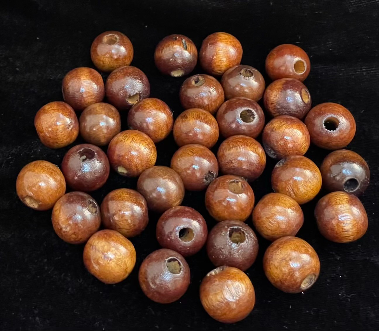 Lot of 35 Brown Wood Round Beads 17-18 mm Natural 5 mm Hole for Craft DIY