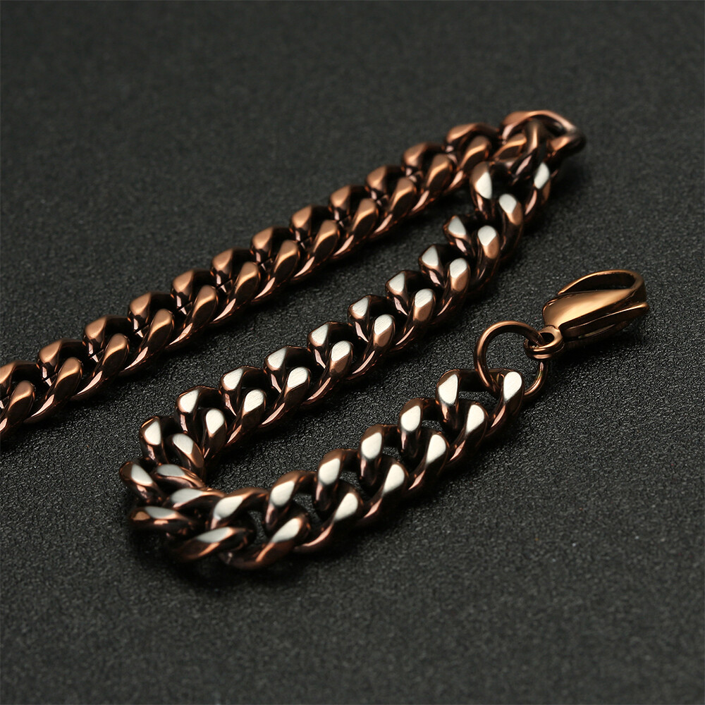 Stainless Steel Necklaces For Men Women Cuban Link Brown Basic Jewelry