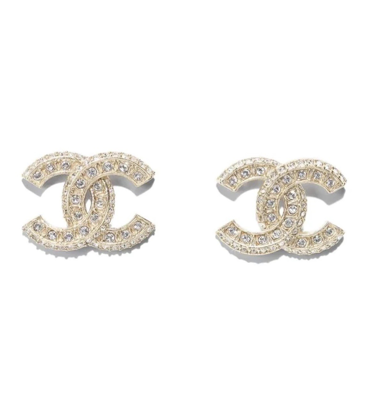 Chanel REV Transparent Crystal CC Logo Classic Statement Stud Earrings New