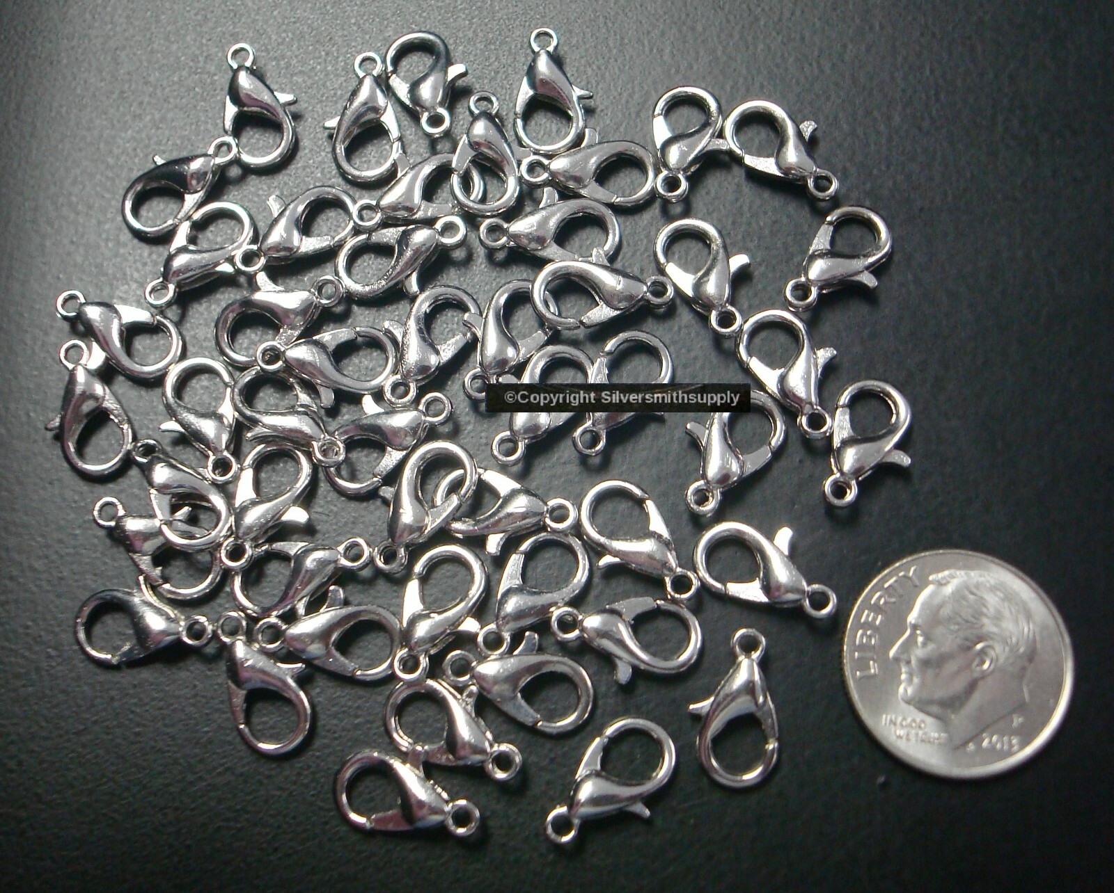 50 Silver plated steel necklace lobster claw jewelry clasps 12mm FPC190