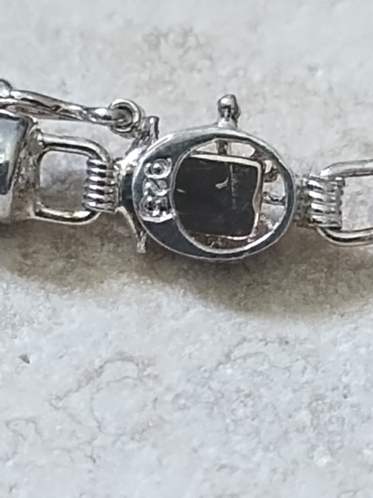 Multi-Stone 925 Sterling Silver Tube Cylinder Link Bracelet