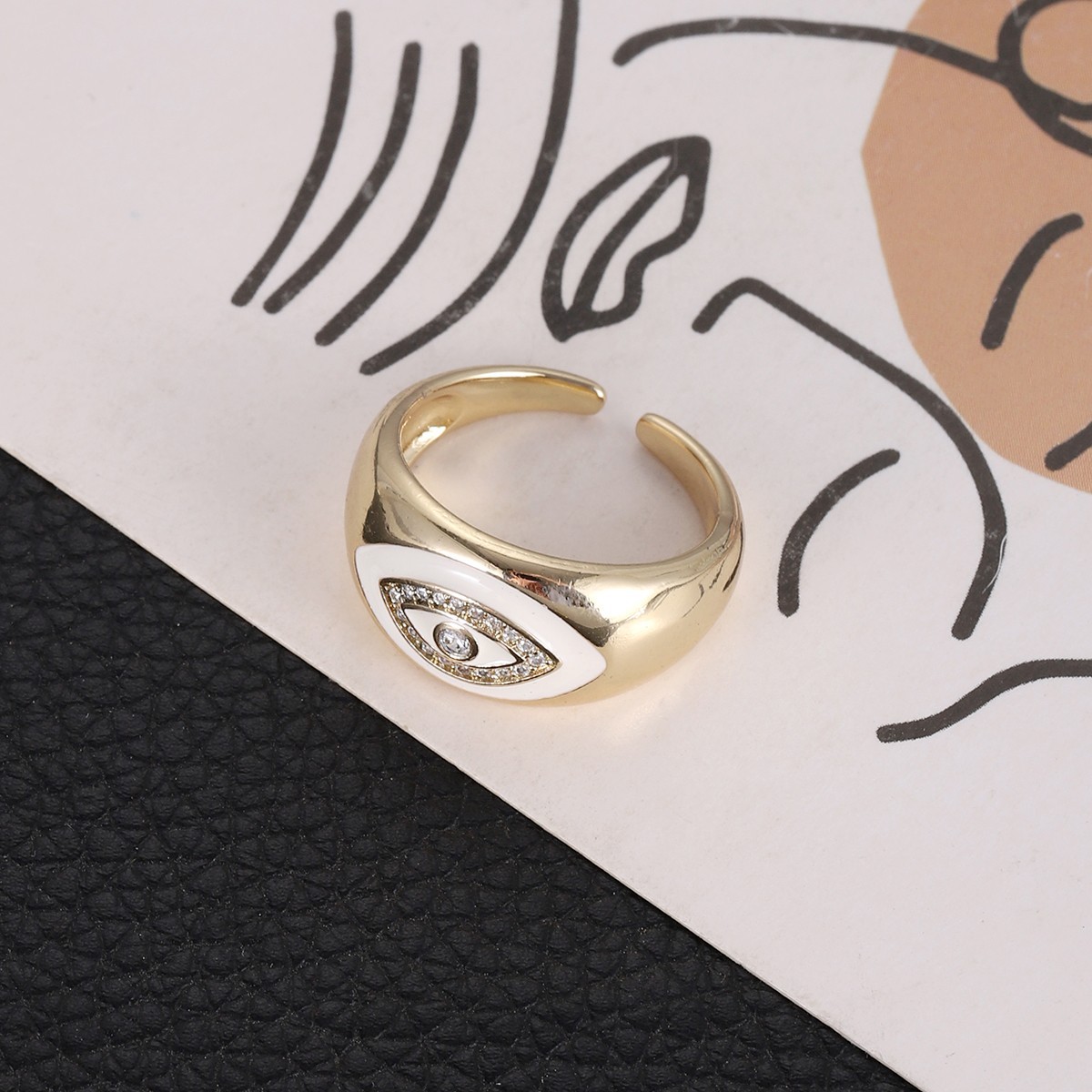 1Pcs Zircon Vintage Evil Eye Finger Ring For Women Men Gift Gold Color Turkish