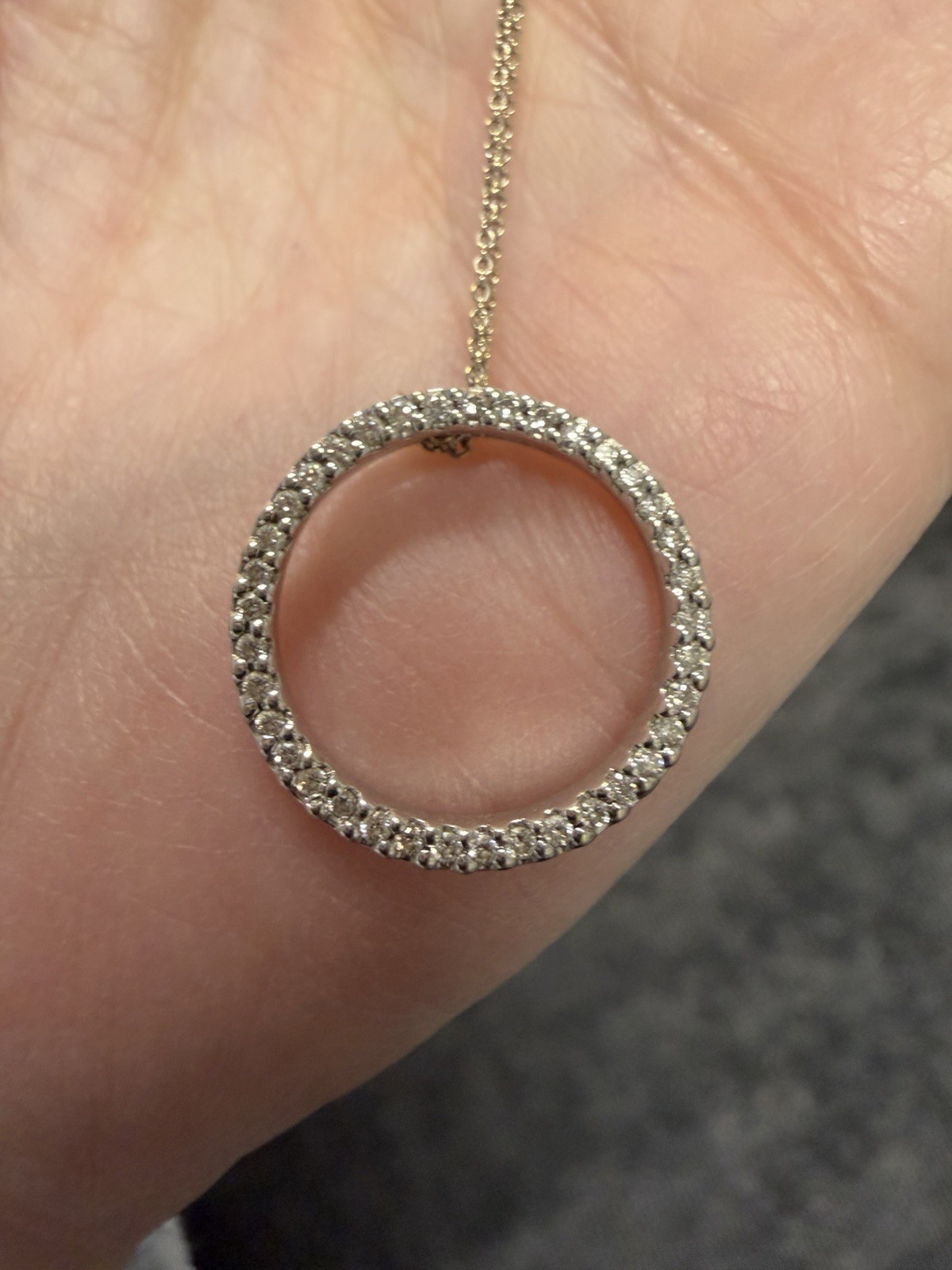 Roberto Coin Tiny Treasures Diamond Pendant Necklace 18K White Gold 0.09ct 18″