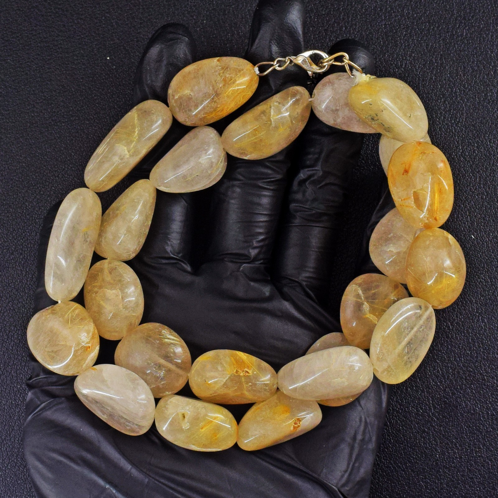 Single Strand Golden Rutile Quartz 700.00 Cts Best Beaded Necklace RK 35 E827
