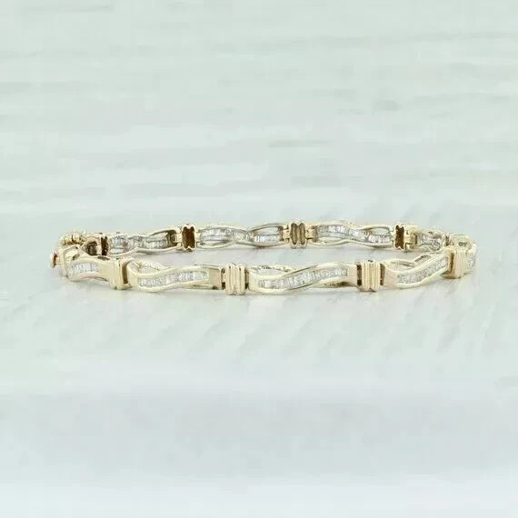 6Ct Baguette Lab-Created Diamond Women’s Tennis Bracelet 14K Yellow Gold Finish