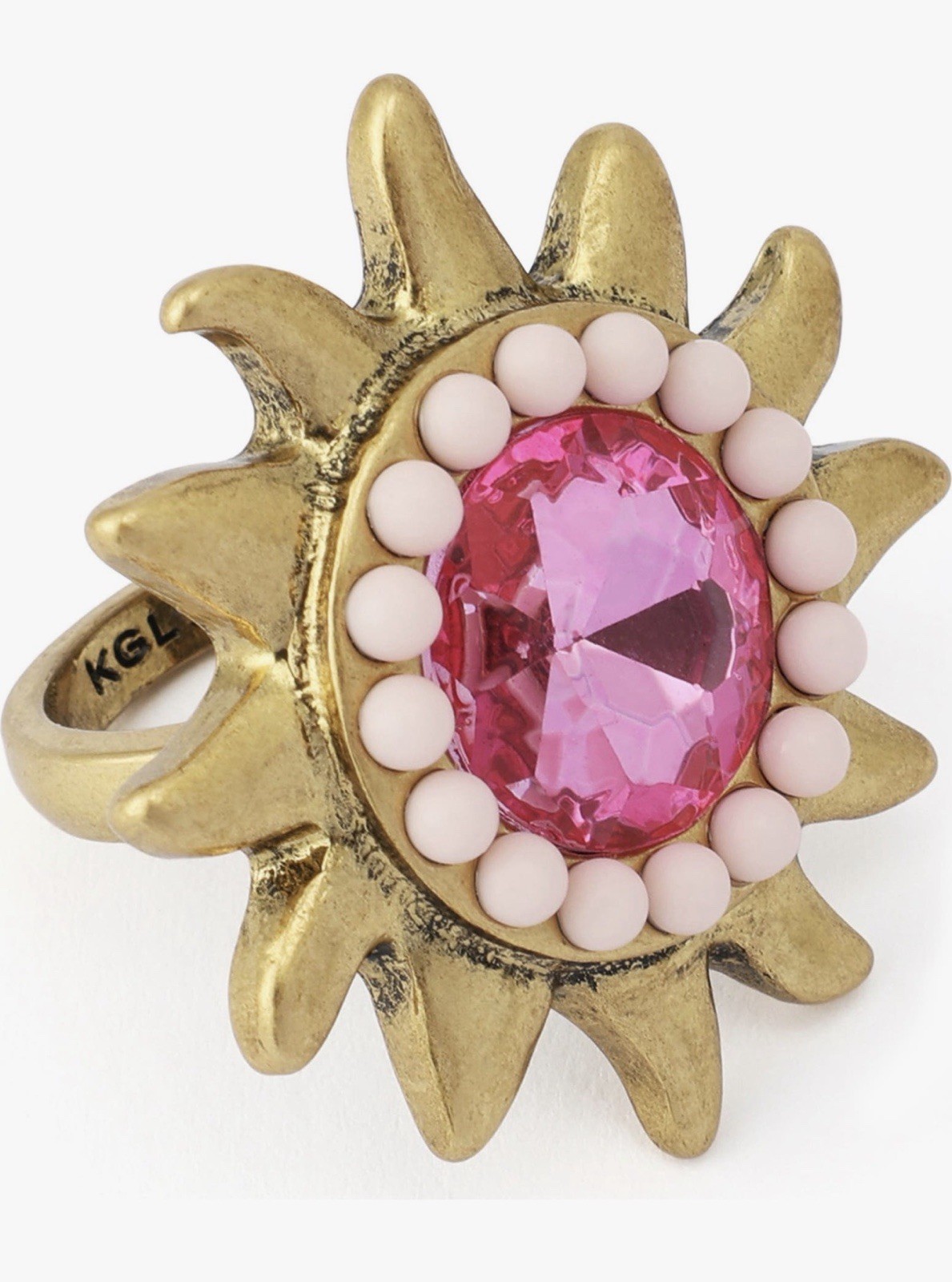 Kurt Geiger London Sunburst Crystal Embellished Cocktail Ring Sz 9