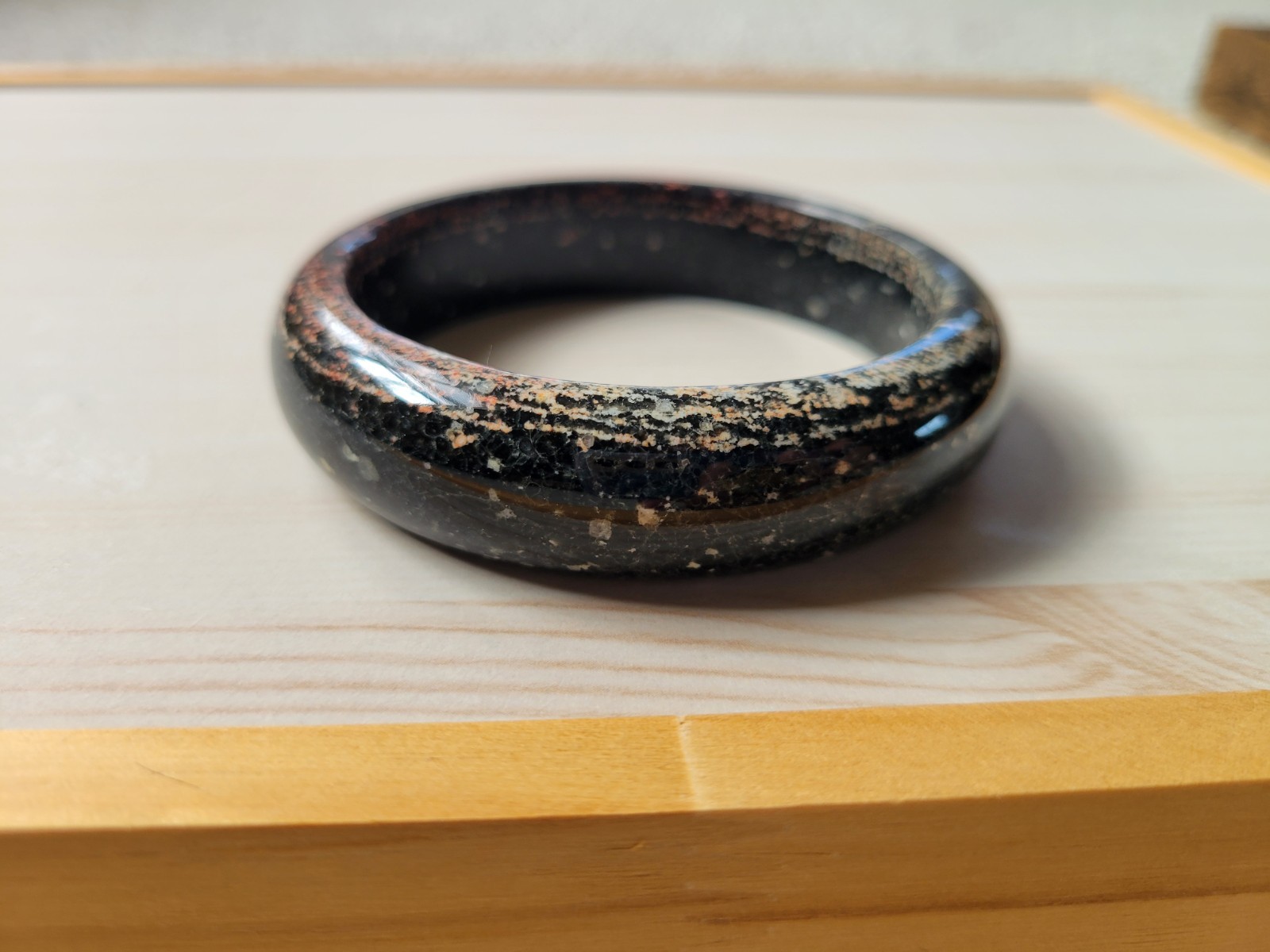 Natural Snowflake Obsidian Bangle inner Diameter 60mm-61mm Black