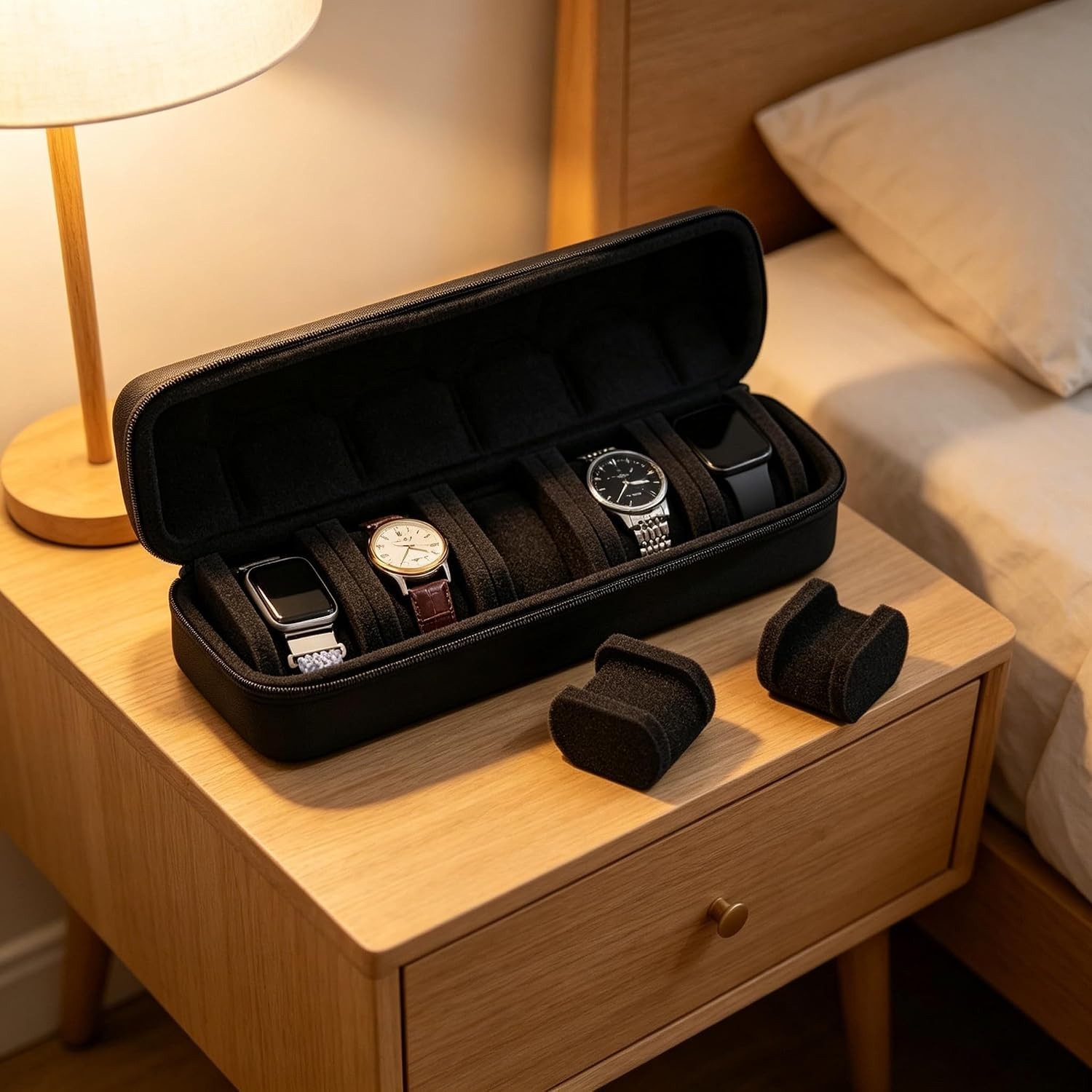 Travel Watch Storage Case 5 Slot Watch Organizer Box Portable Protective Holder
