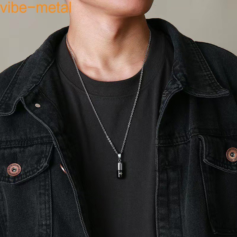 Medical Cross Pill Container Holder Stainless Steel Pendant Necklace Choker Gift