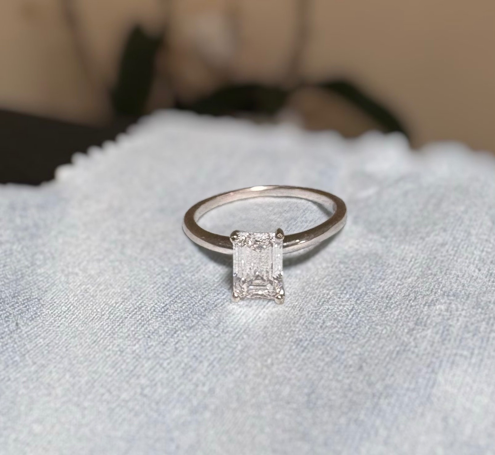 1.57ct Lab grown Diamond Emerald Cut 14k white gold Ring Zales