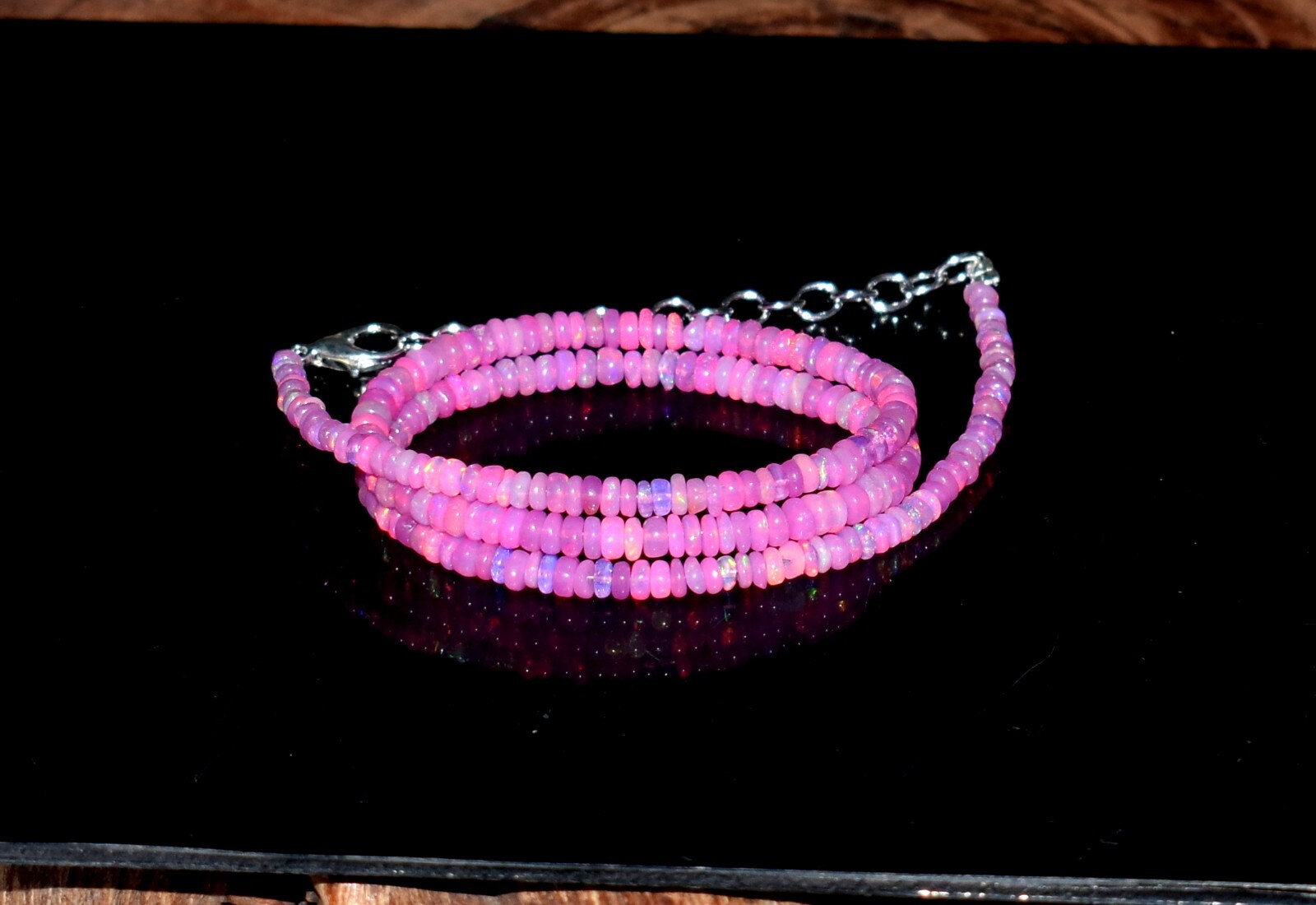 16″Natural Ethiopian Opal Wello Fire Opal Gemstone Bead Necklace Jewelry 3-4mm
