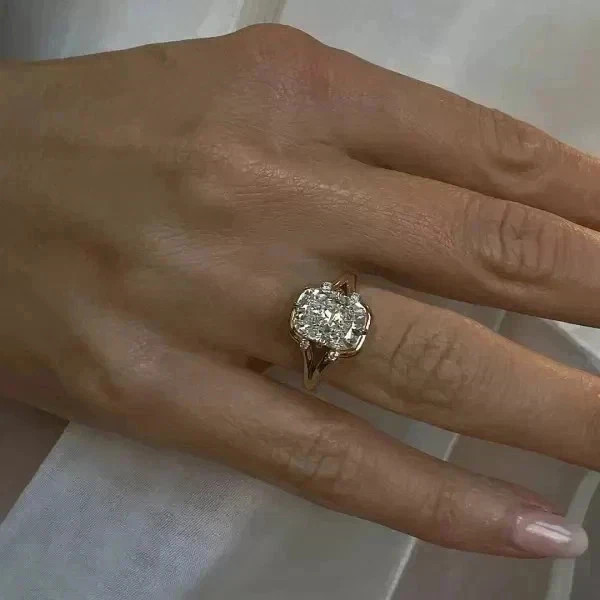 4.00 Ct Cushion Cut Lab Created Diamond Wedding Ring 14K Yellow Gold