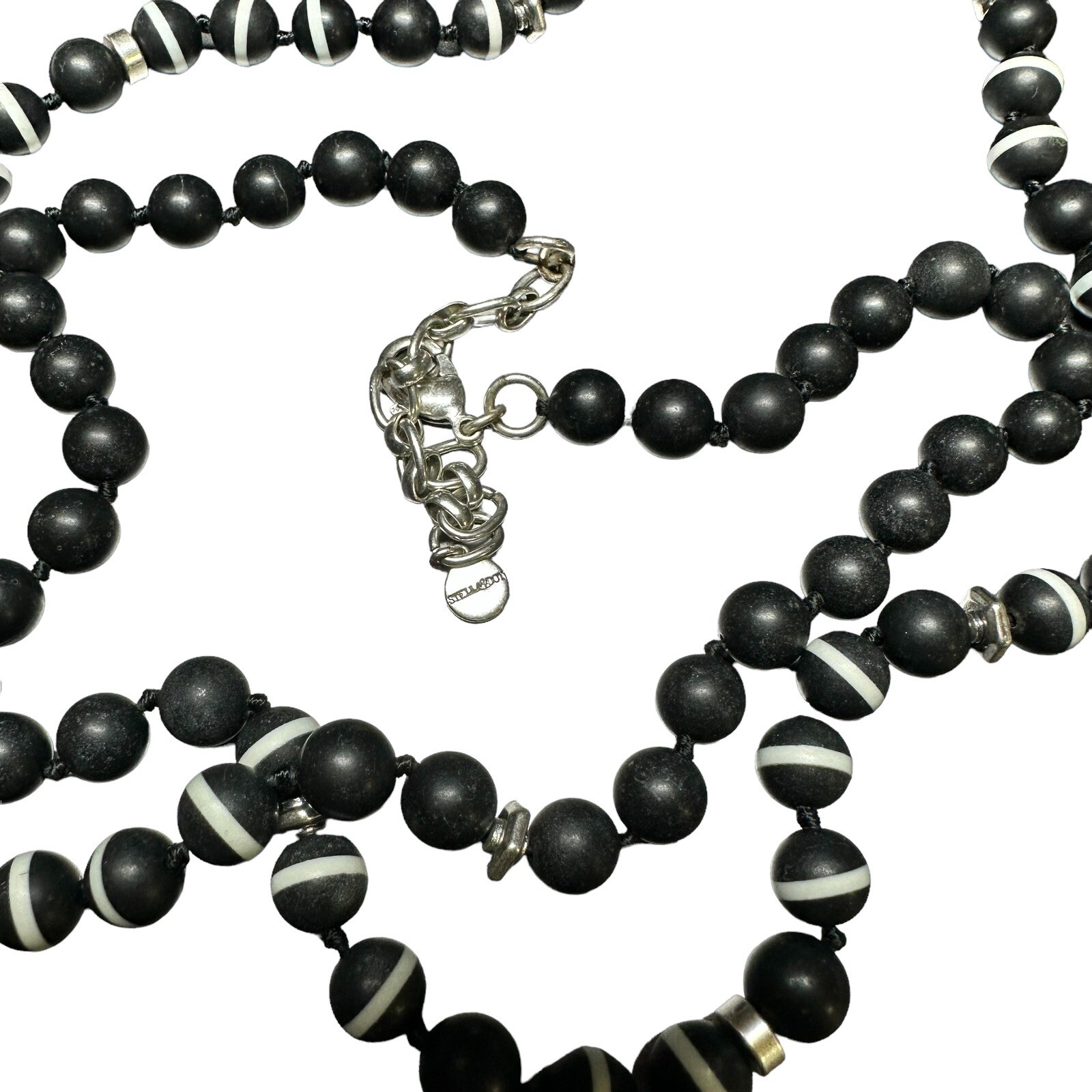 NWT Stella & Dot White Black Rayna Rebel BEADED NECKLACE ONLY Long EUC