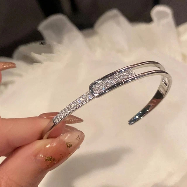 3CT Round Diamond Lab Created Tennis Cuff Bangle 14K White Gold Plated