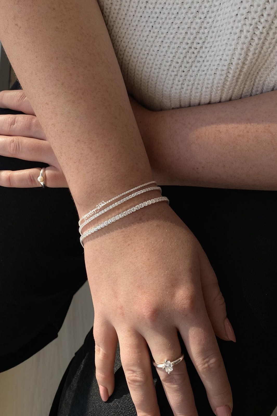 New Arrival 1mm To 3mm Mother Day Real Moissanite Tennis 7.5″ Bracelet 925Silver