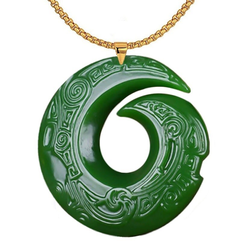18K Gold Filled Over Silver Mens Jade Dragon Claw Pendant 24″ Necklace D890