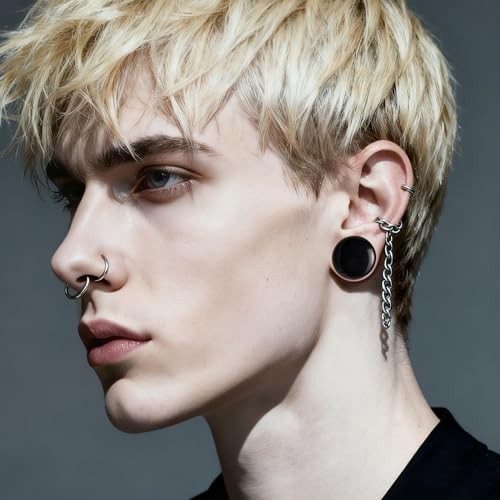 2 Pairs Glass Ear Stretching Kit 0g to 3/4″ Plugs & Tunnels Set 10mm(00G) Black