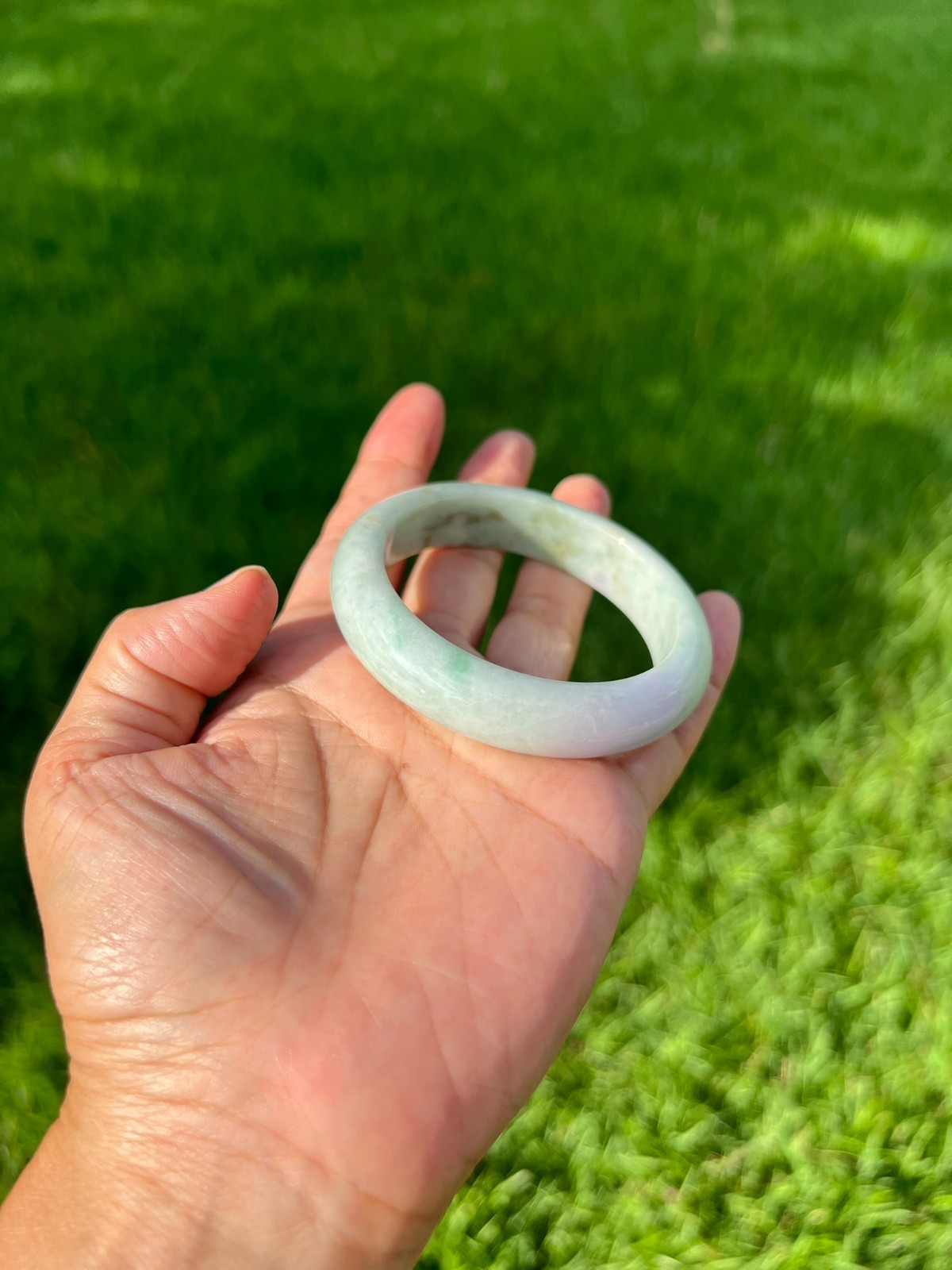 Lavender Green 100% Natural Grade A Jadeite Jade Bangle Bracelet 54.5mm H153
