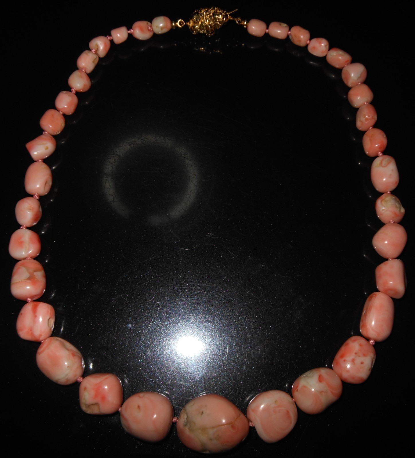Gorgeous Pink Coral Nugget Scare Necklace