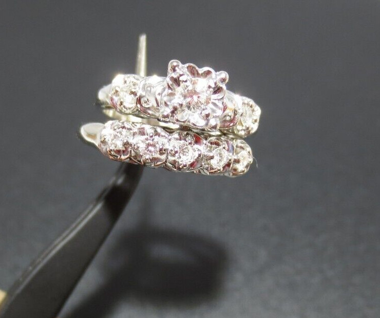 14K WG ROUND DIAMOND BRIDAL SET .25 tcw SZ 5 (A18305-1, 4.90 grams)