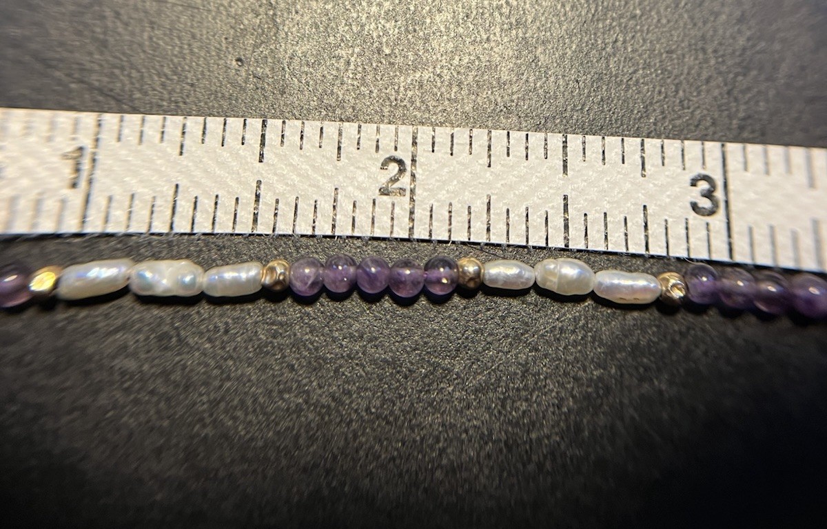 Women’s Bracelet Amethyst Freshwater Pearls 14K Gold Beads And Clasp 7.25 in