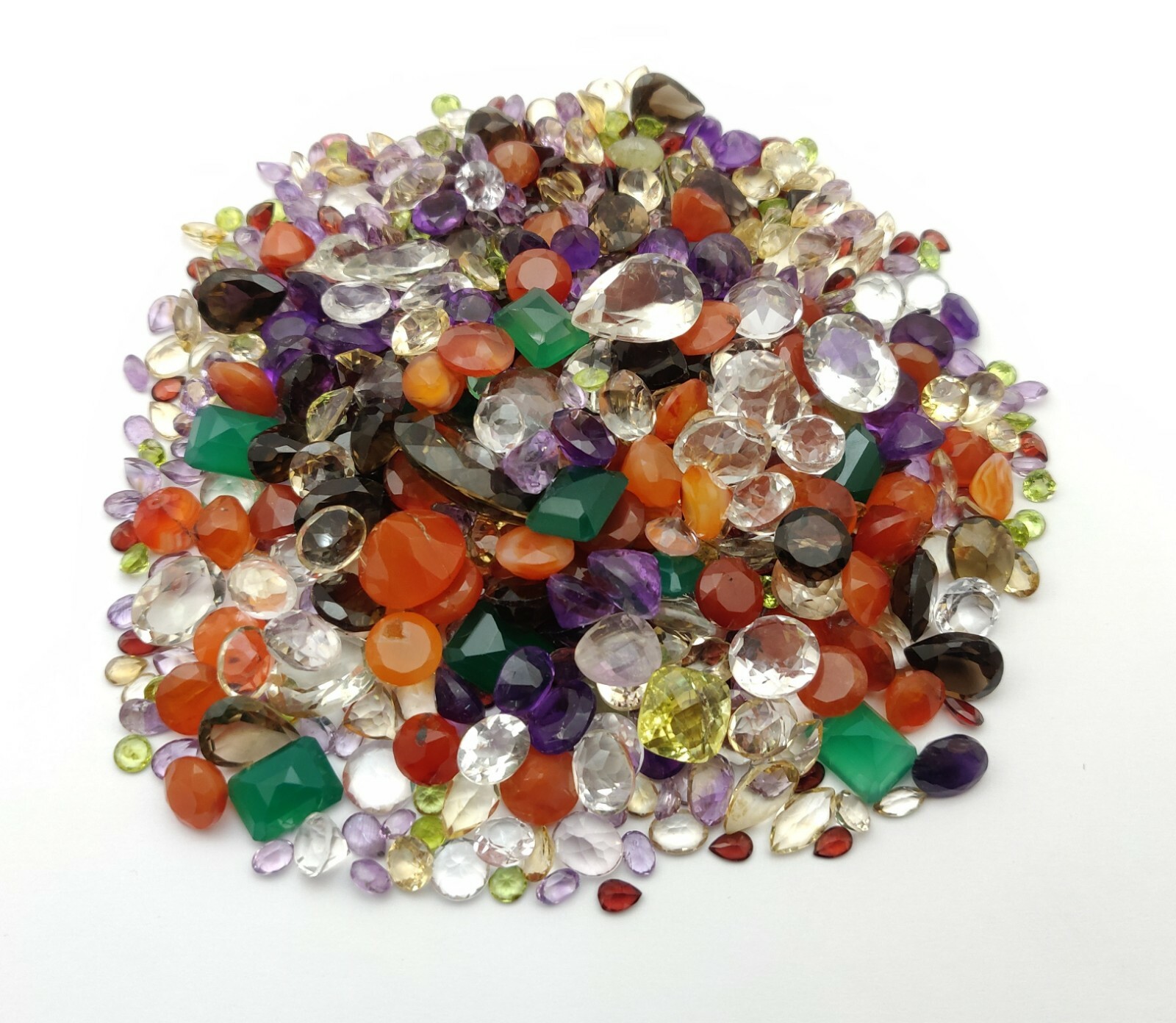 500 Carat Lot of Natural Mix Faceted Cut Gemstone~Amethyst, Citrine, Onyx,Quartz