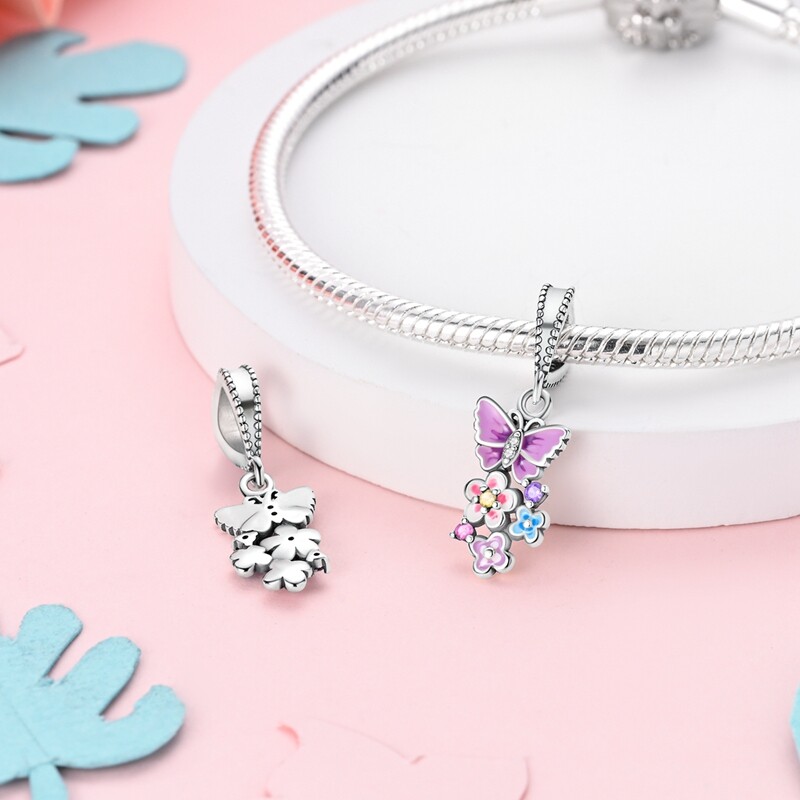 Optional Original 925 Sterling Silver Flowers Charms AAA CZ For Women Bracelets