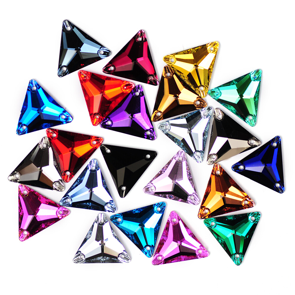 Triangle DIY Sewing Crystal Strass Sew On Stones Glass Beads FlatBack Rhinestone