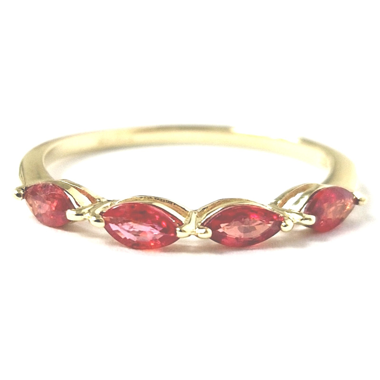 9ct Gold Blood Orange Zirconia Ring Size O Band UK Hallmarked 1.1g
