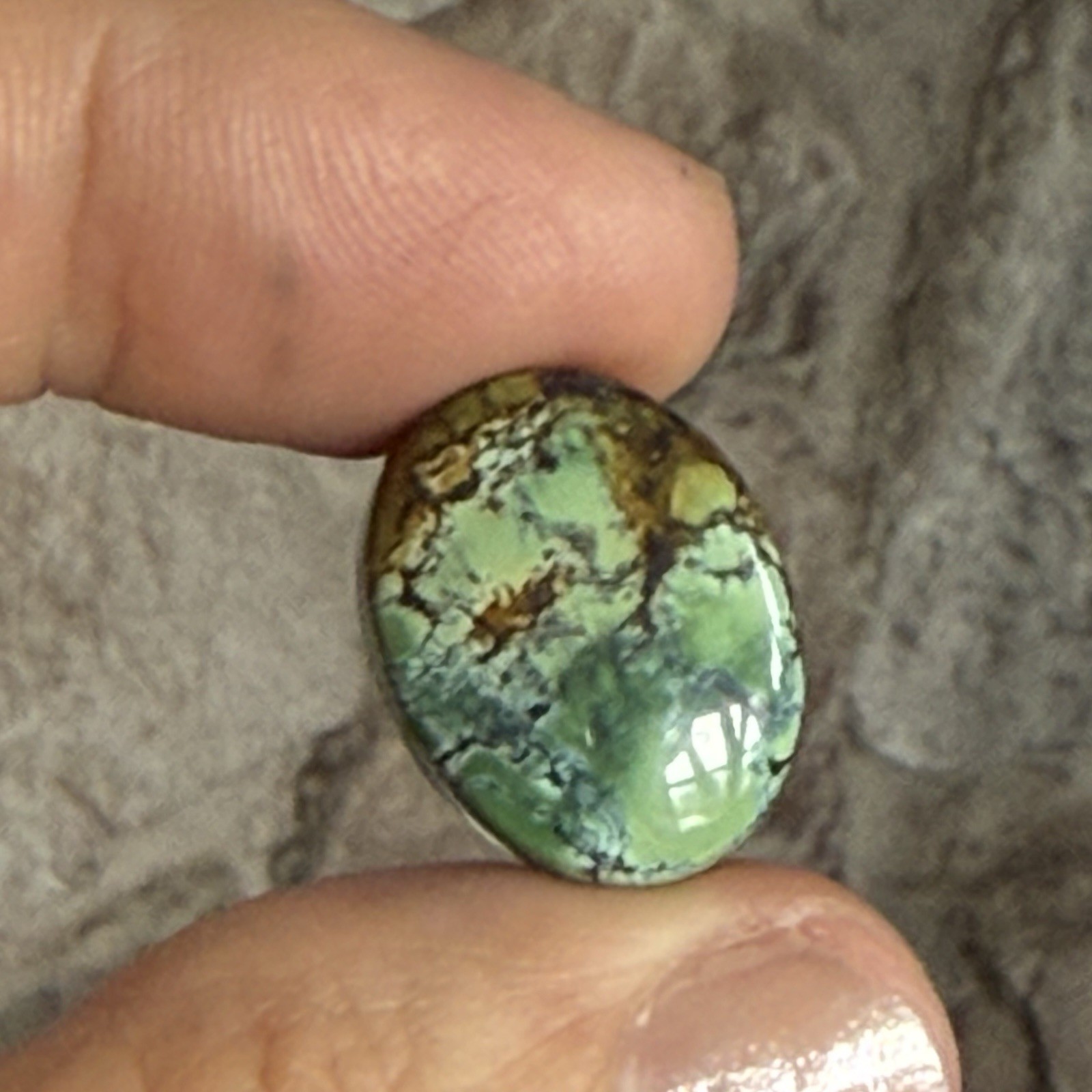 14.10ct 18.7c14.7×6.5mm Green Qingu Mine Turquoise Oval Cabochon Backed Stone