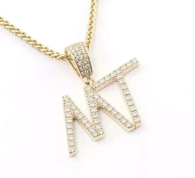 1.30Ct Round Cut Simulated Diamond Custom Letter Pendant 14K Yellow Gold Plated