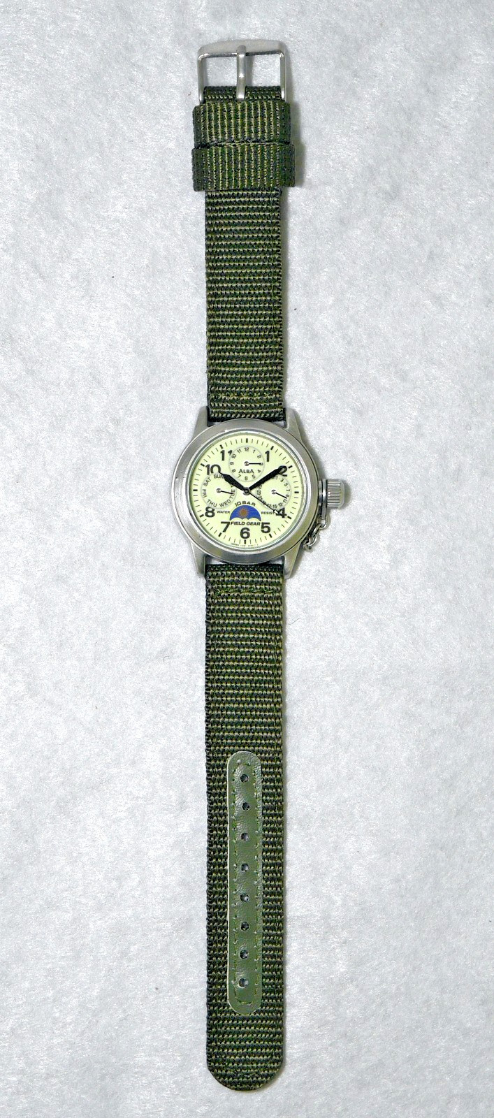 SEIKO ALBA FIELD GEAR V33F-6C50 Sun&Moon Triple Calendar Men’s Watch 1996 Japan