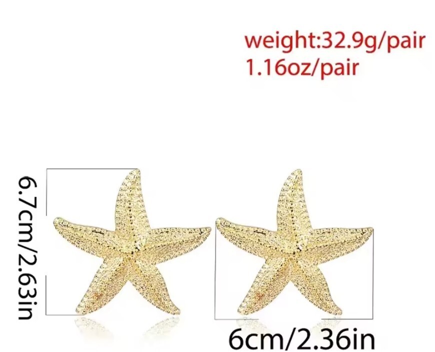 Starfish Stainless Steel Stud Earrings (1 pair) with butterfly backs