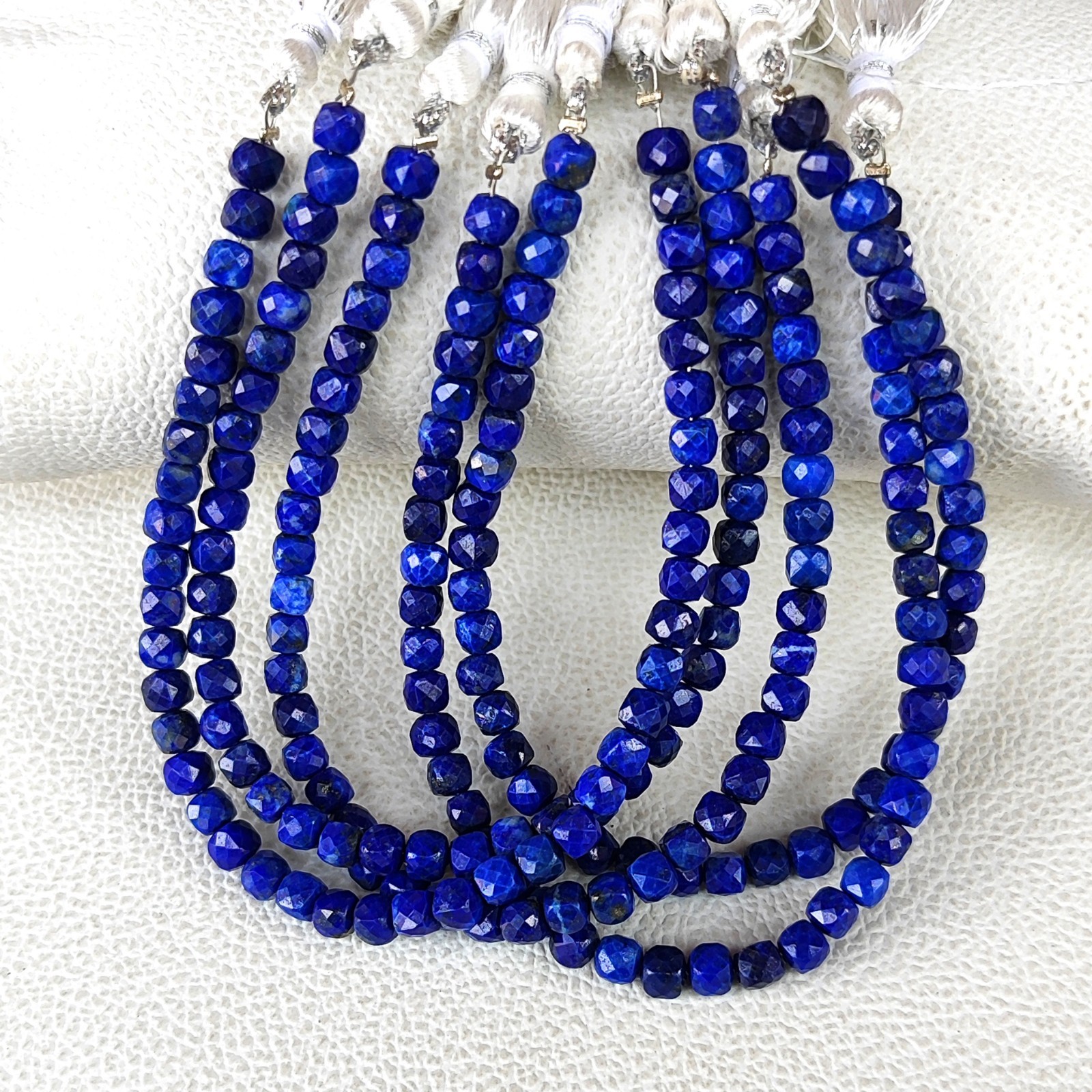 Natural Lapis Lazuli 5mm Faceted Cube Beads 7″ Strand Afghanistan Blue Gemstone