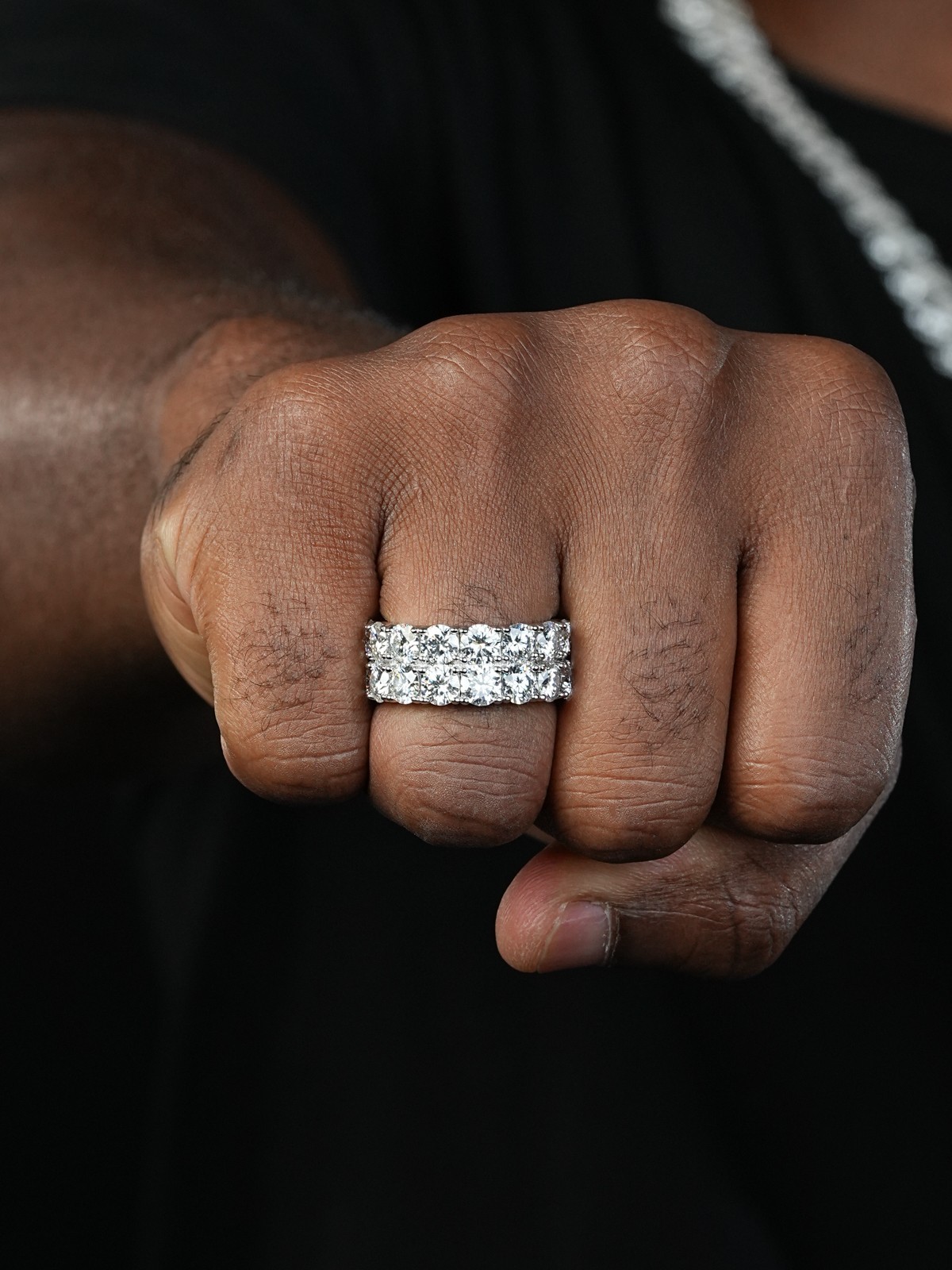 Real 925 Silver Hip Hop Iced Tennis 10mm Moissanite Ring – Passes Tester