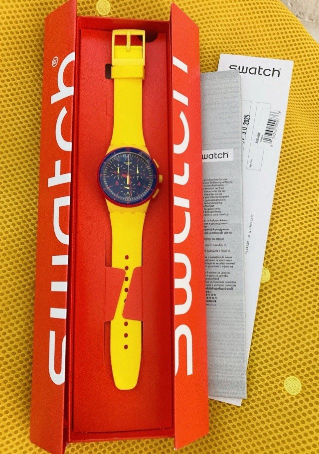 Limited SWATCH Glow Loom Chrono Chronograph Watch SUSJ400 NEW