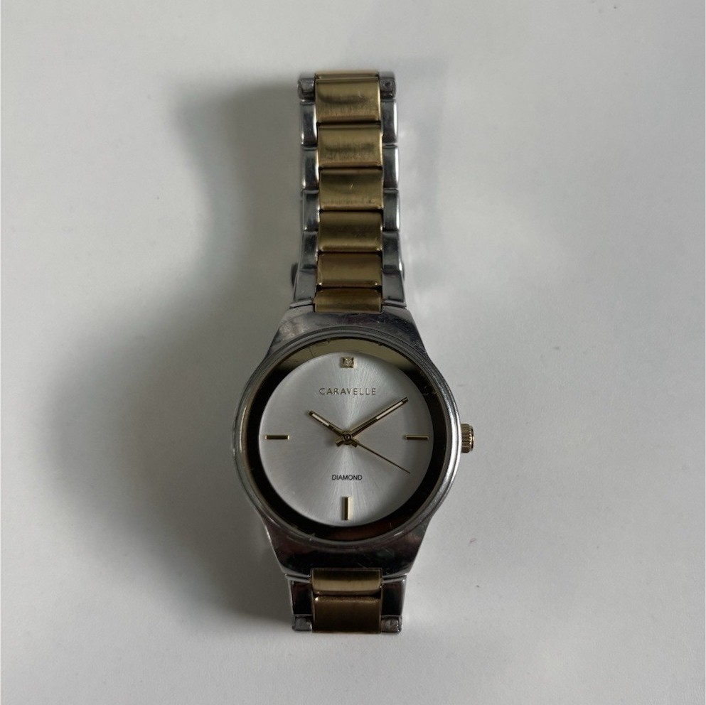 Bulova Caravelle Diamond Two-Tone Bracelet White Dial Women’s Watch 45P108